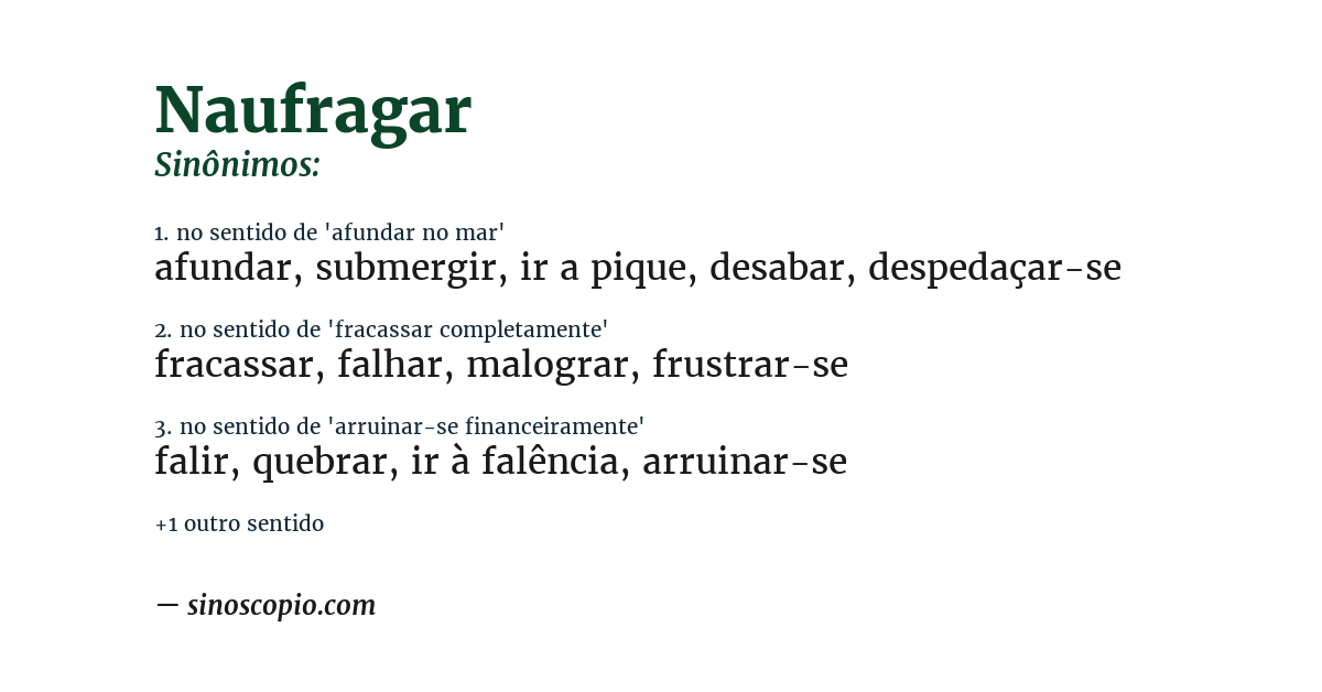 Sinônimo de naufragar