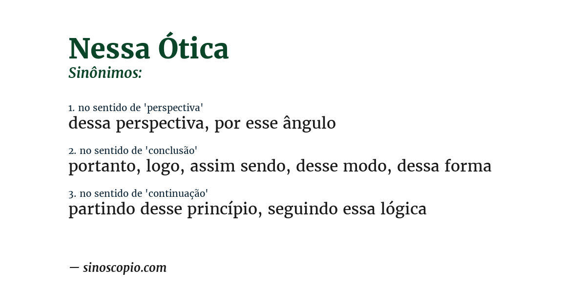 Sinônimo de nessa ótica