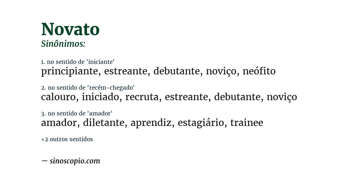 Sinônimo de novato