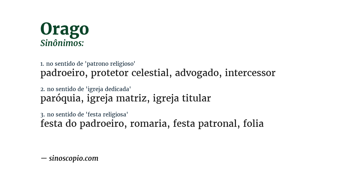 Sinônimo de orago