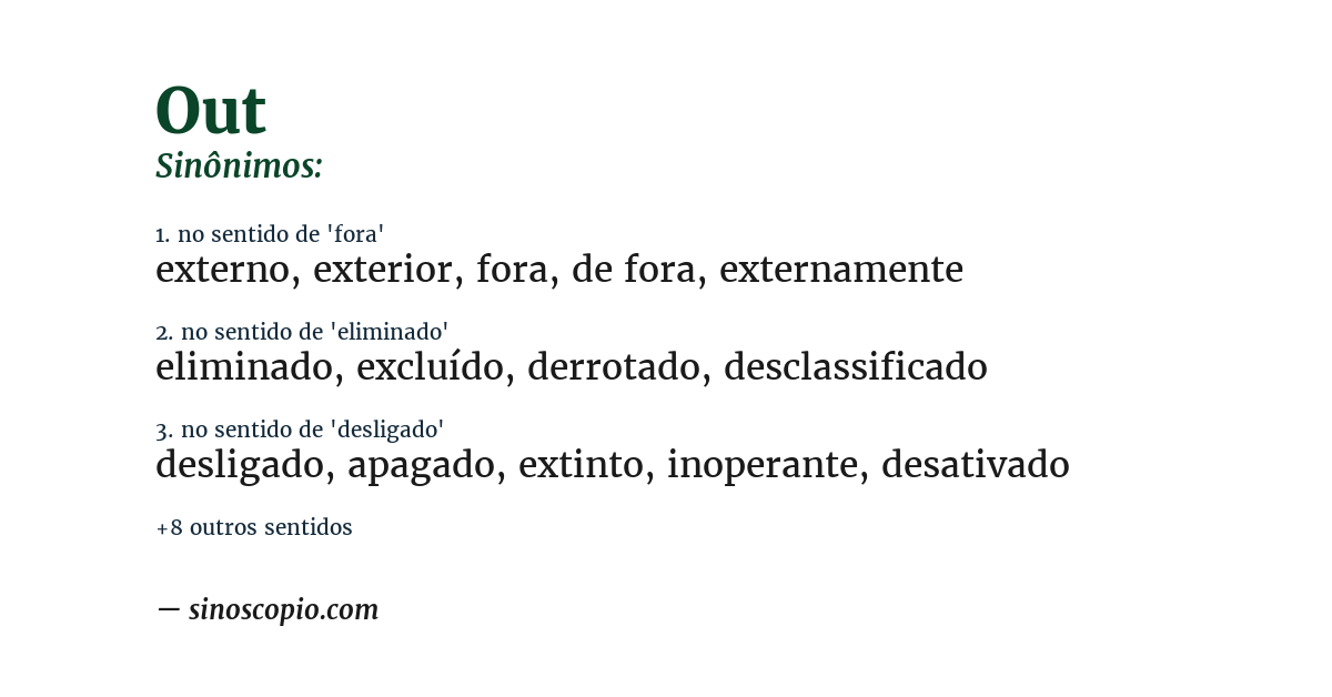 Sinônimo de out