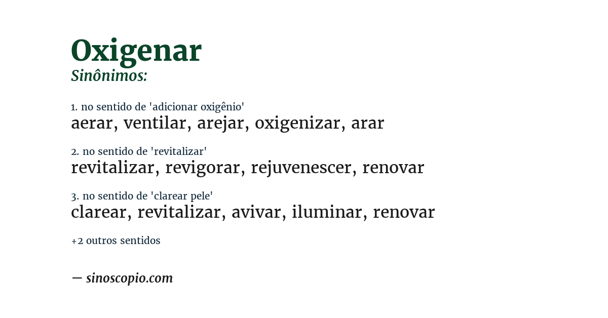 Sinônimo de oxigenar