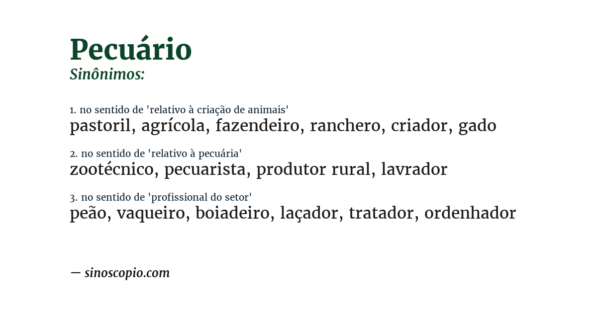 Sinônimo de pecuário