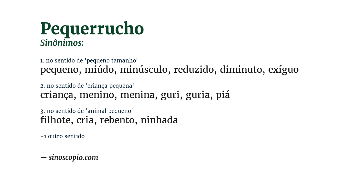 Sinônimo de pequerrucho