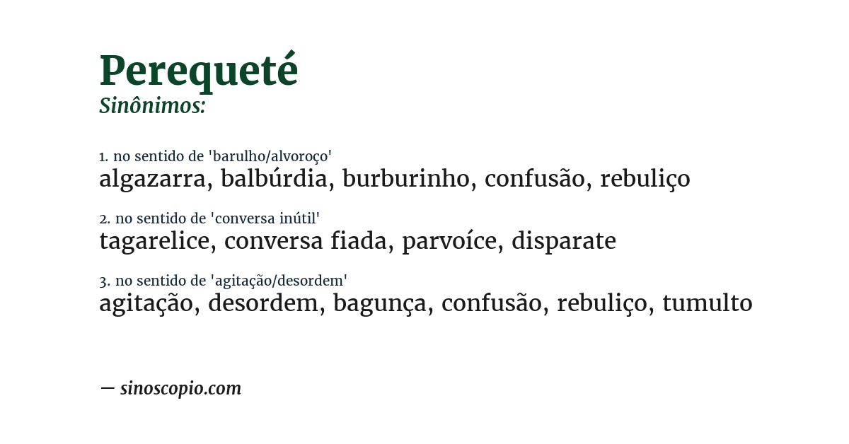 Sinônimo de perequeté