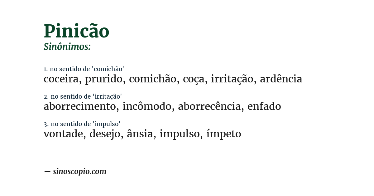 Sinônimo de pinicão