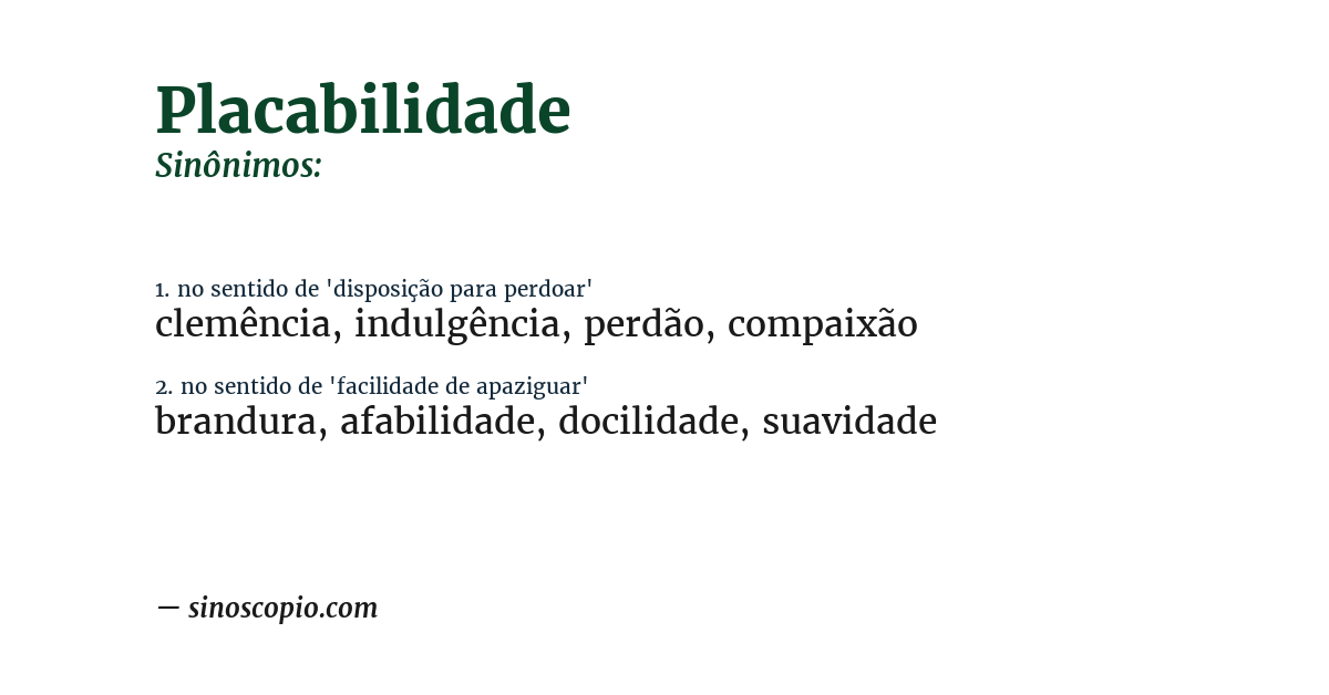 Sinônimo de placabilidade