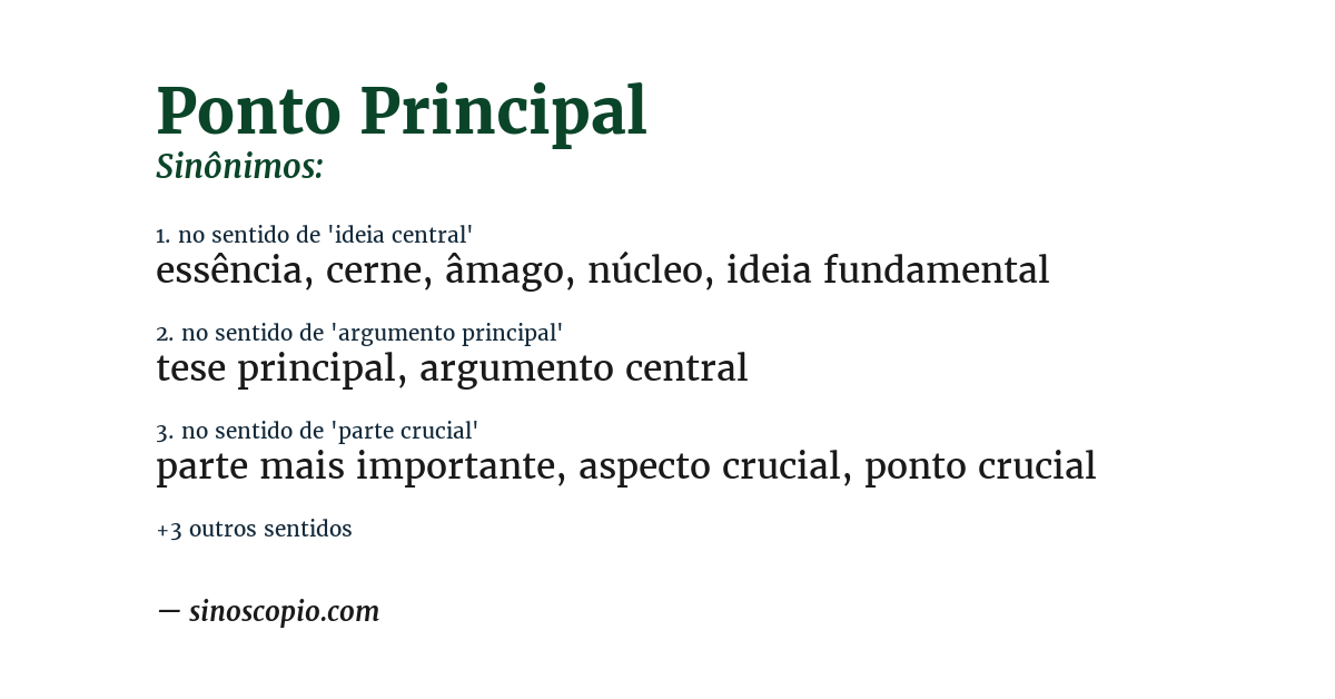 Sinônimo de ponto principal
