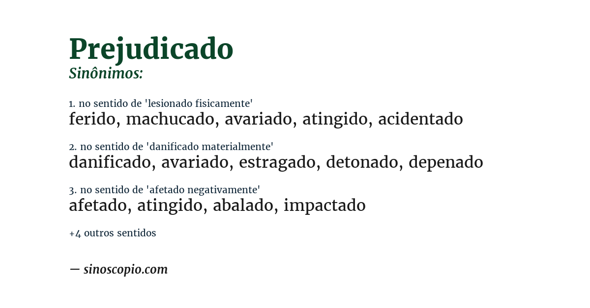 Sinônimo de prejudicado
