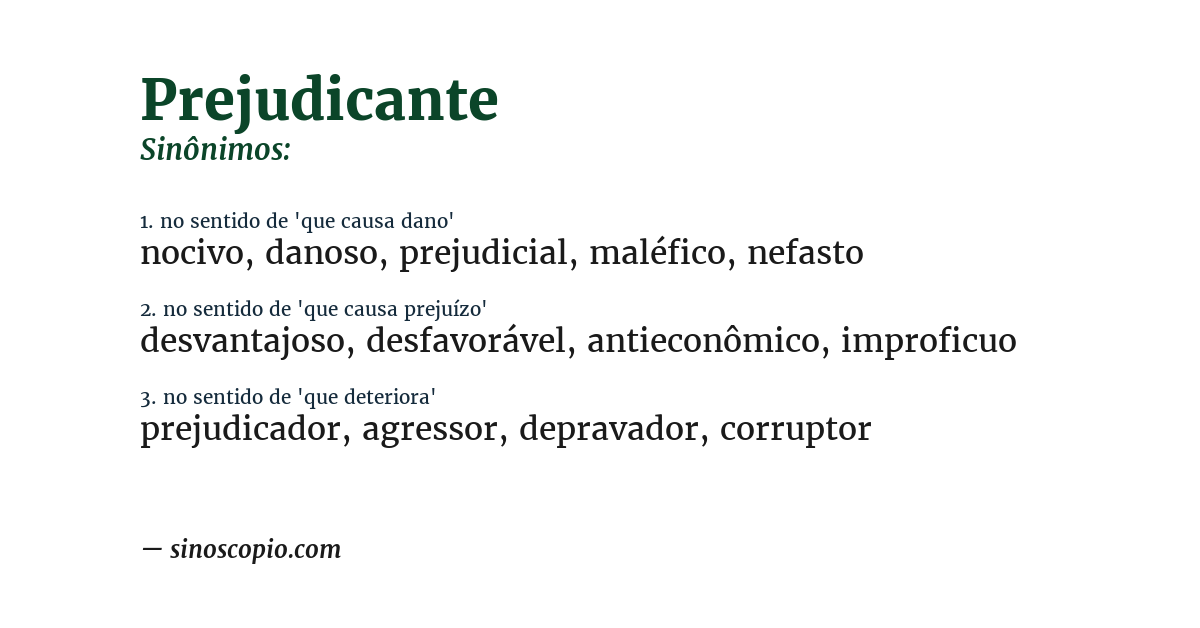 Sinônimo de prejudicante