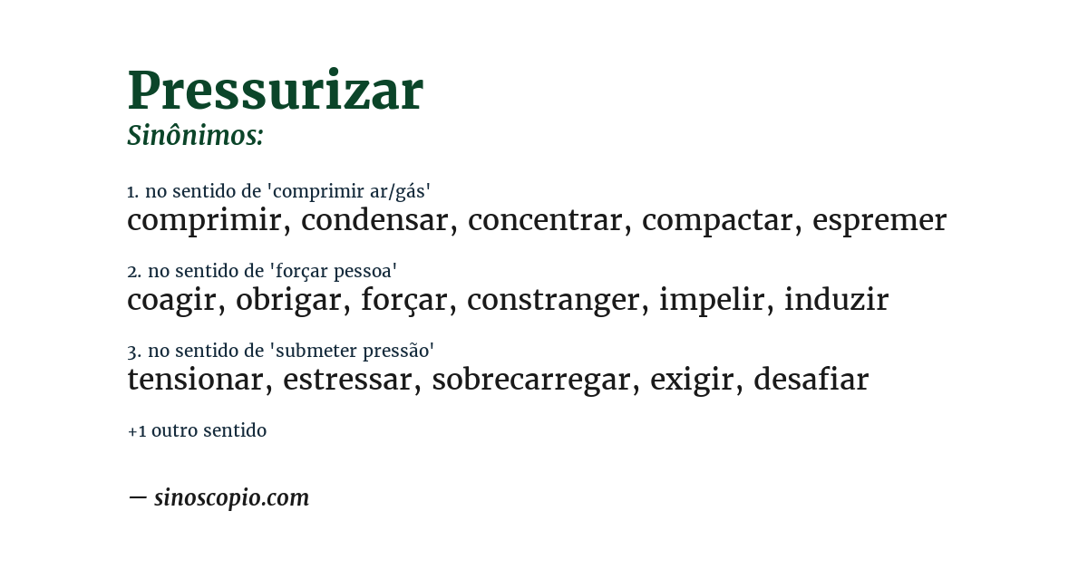 Sinônimo de pressurizar