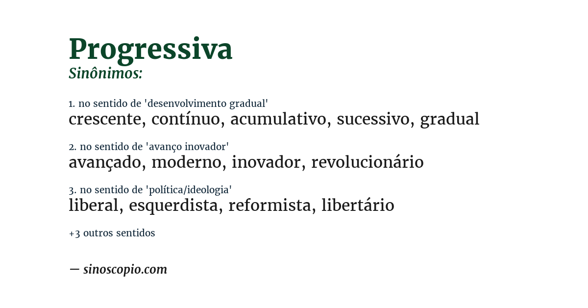 Sinônimo de progressiva