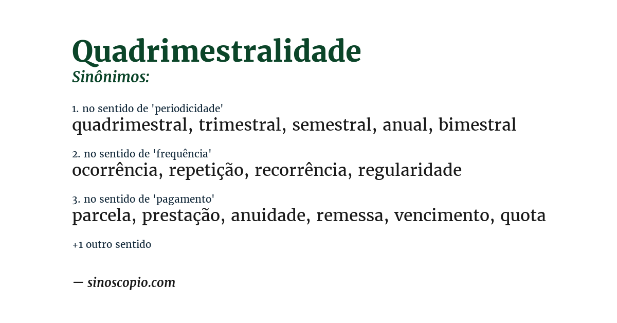 Sinônimo de quadrimestralidade