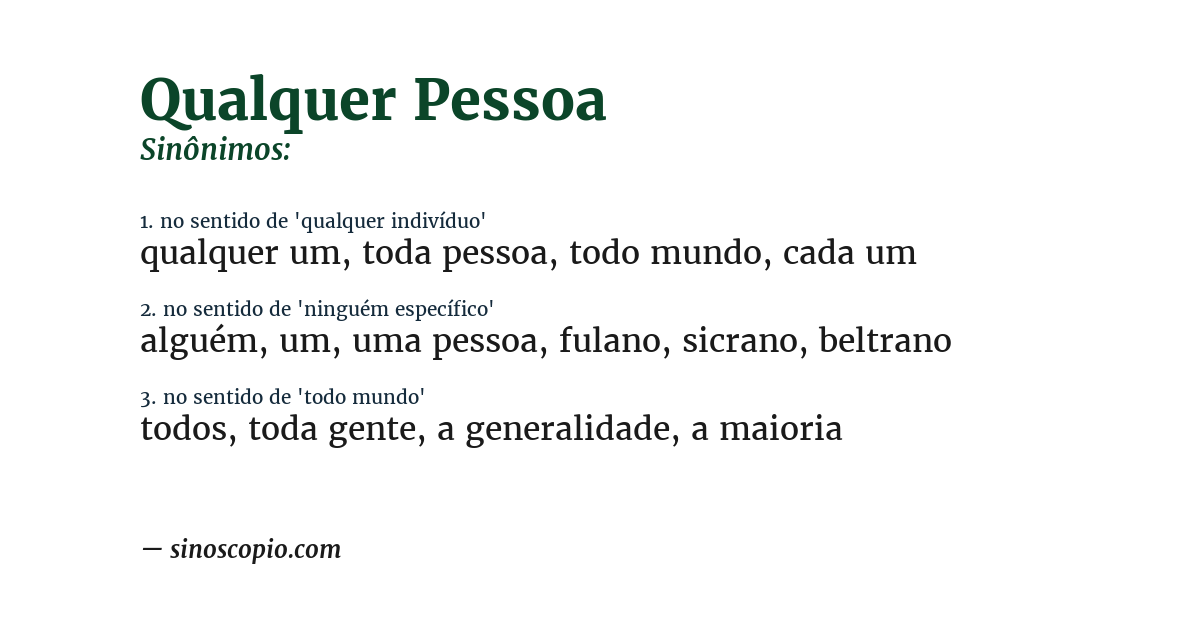 Sinônimo de qualquer pessoa