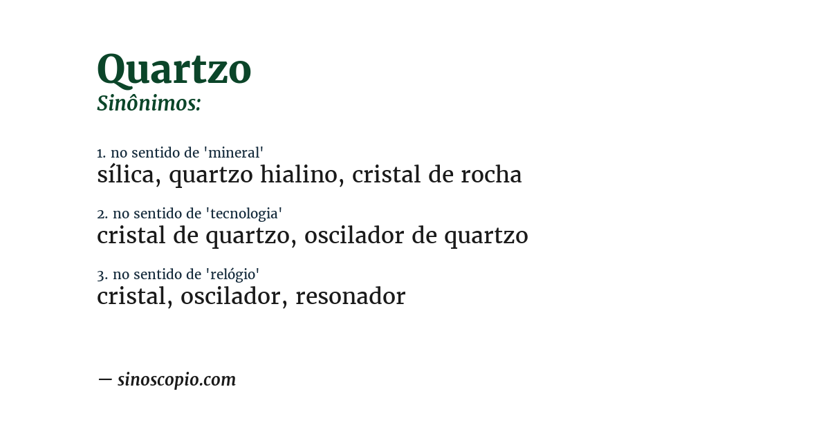 Sinônimo de quartzo