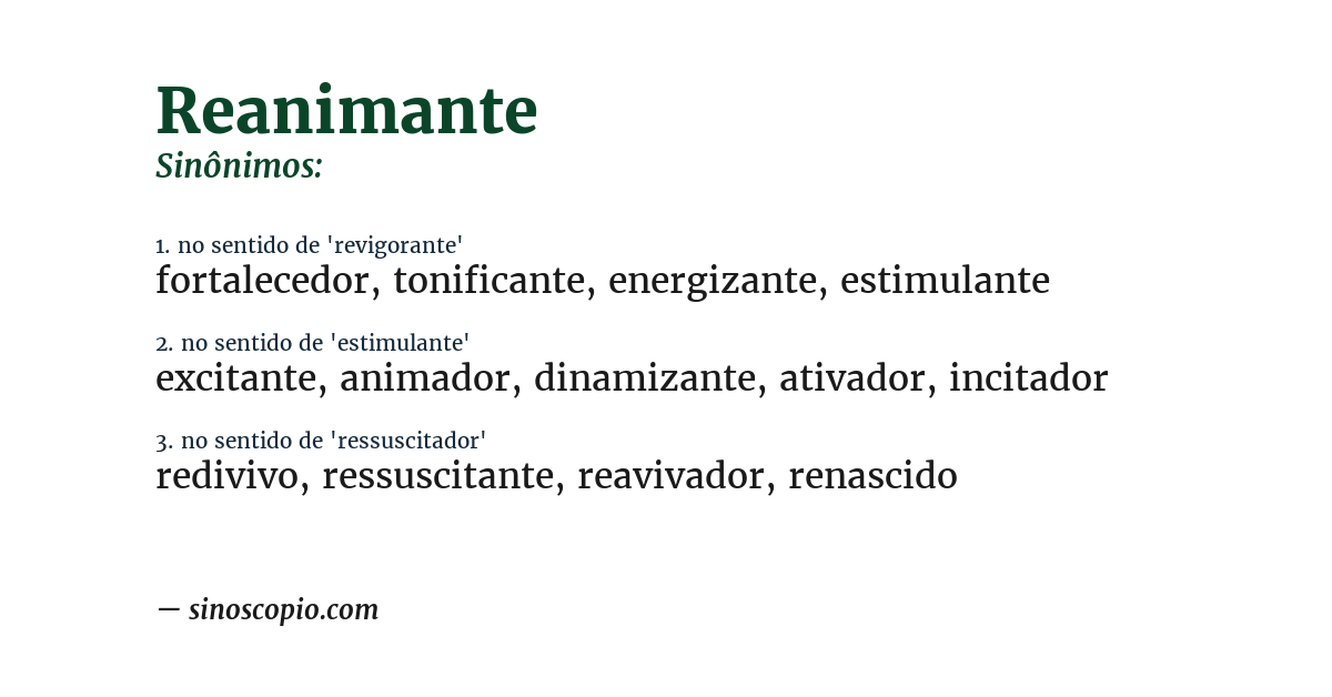 Sinônimo de reanimante