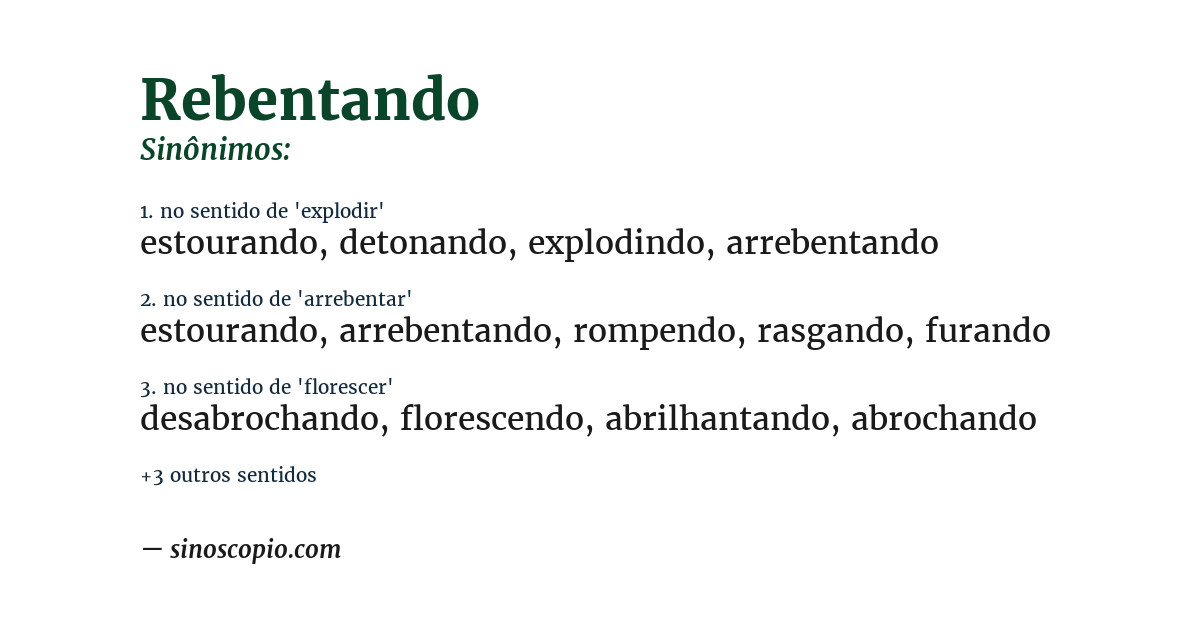 Sinônimo de rebentando