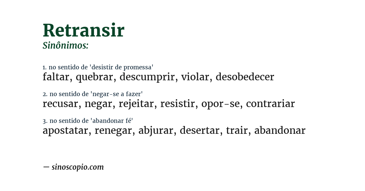 Sinônimo de retransir