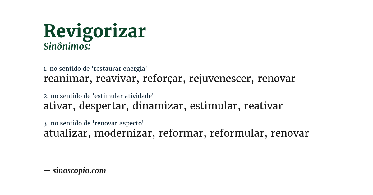 Sinônimo de revigorizar