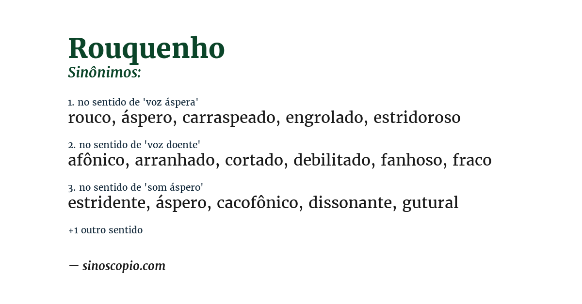 Sinônimo de rouquenho