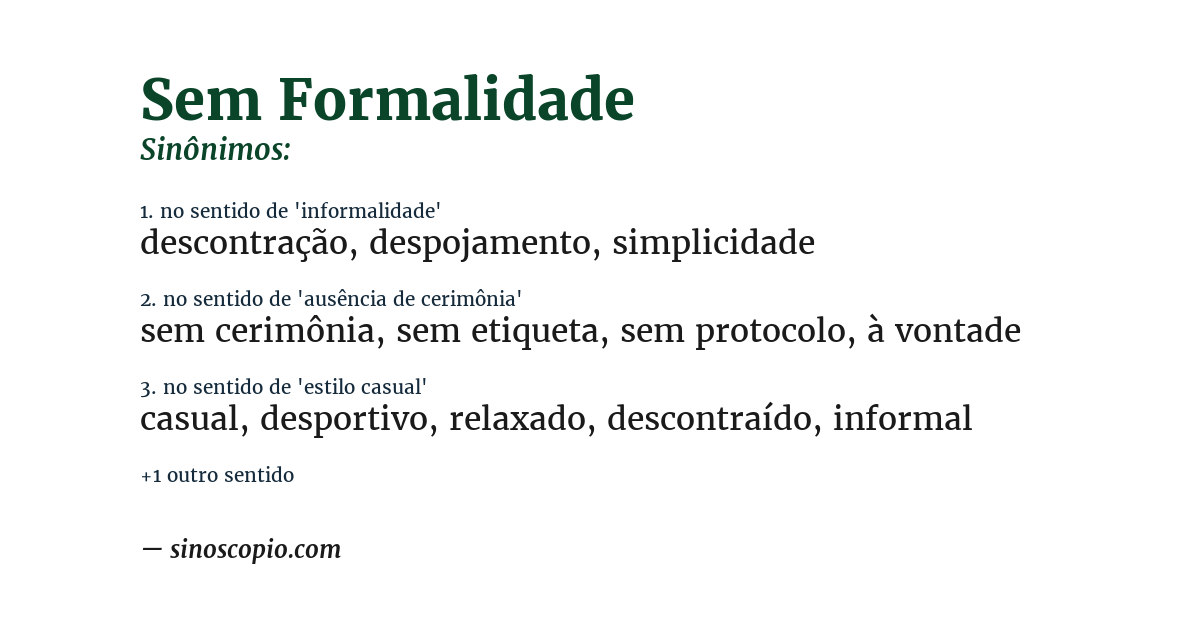 Sinônimo de sem formalidade