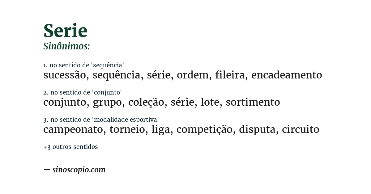 Sinônimo de serie
