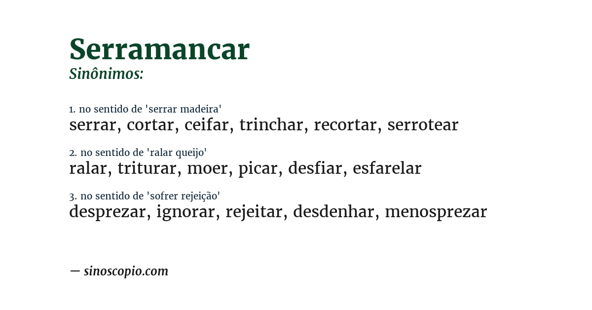 Sinônimo de serramancar