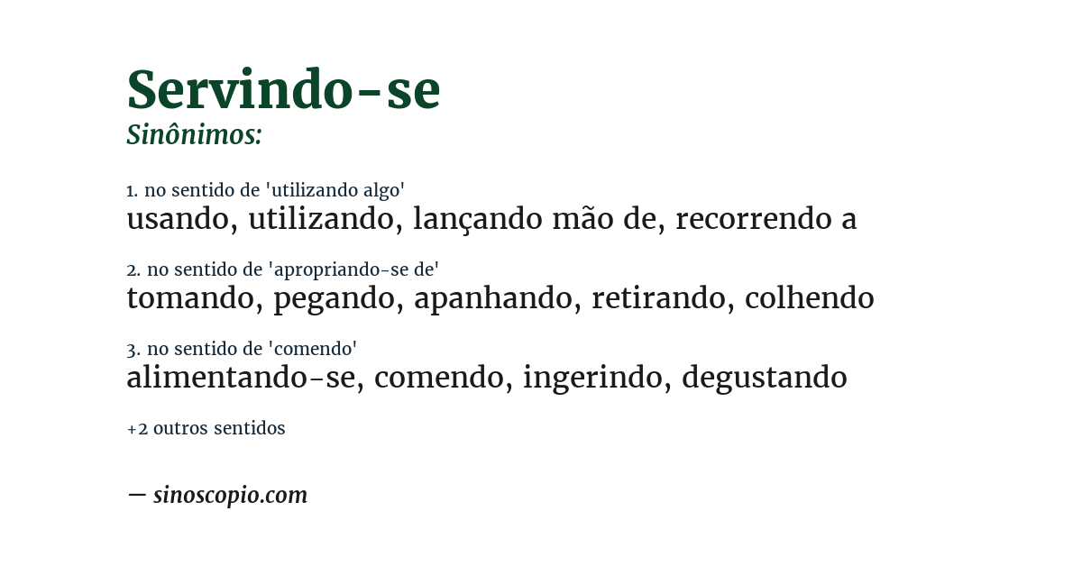 Sinônimo de servindo-se