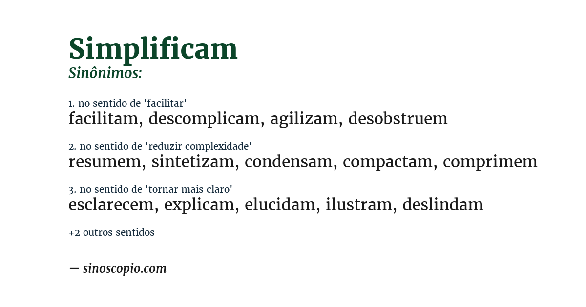 Sinônimo de simplificam