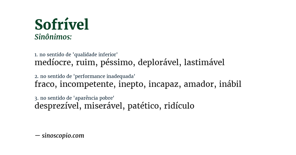 Sinônimo de sofrível