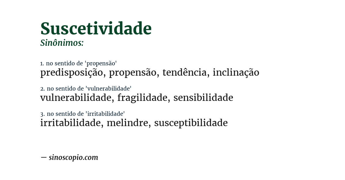 Sinônimo de suscetividade