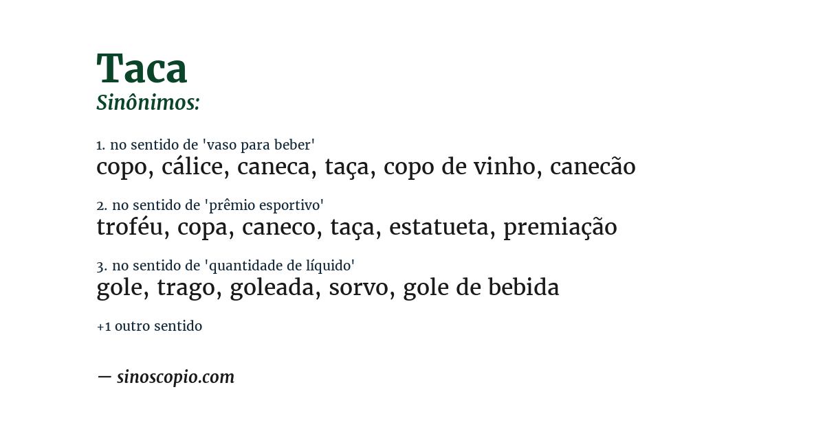 Sinônimo de taca