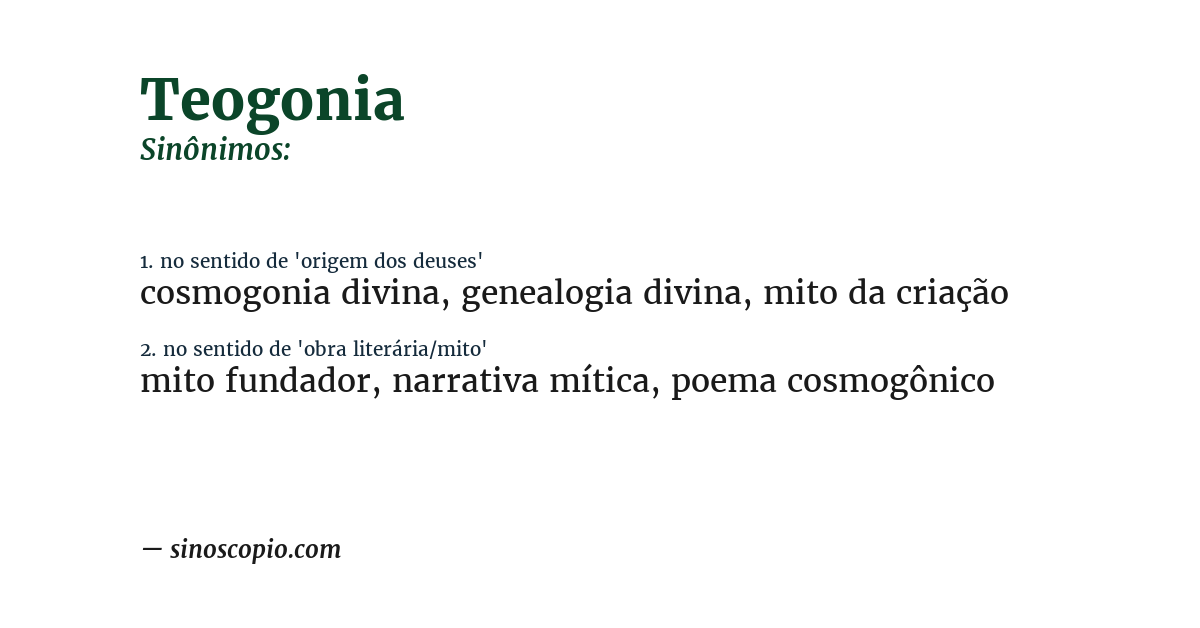 Sinônimo de teogonia