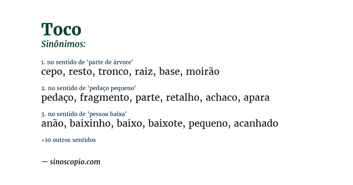 Sinônimo de toco