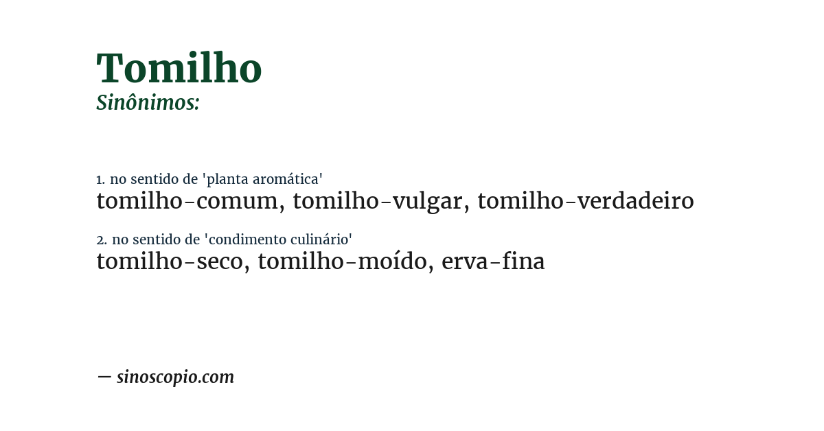 Sinônimo de tomilho