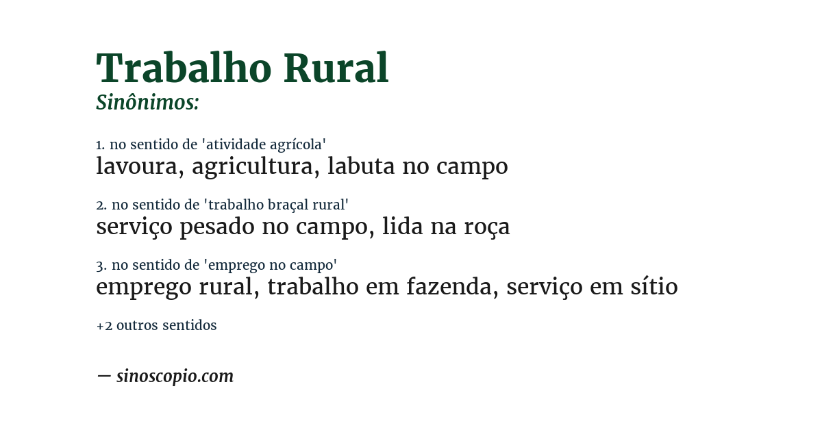 Sinônimo de trabalho rural