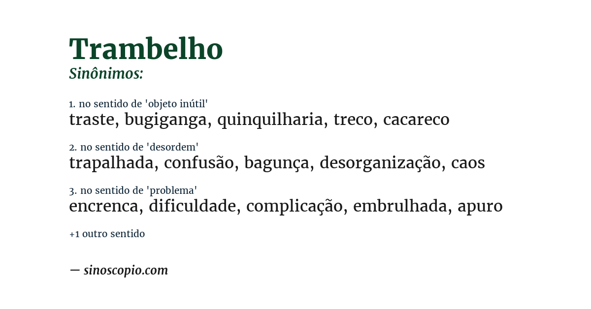 Sinônimo de trambelho