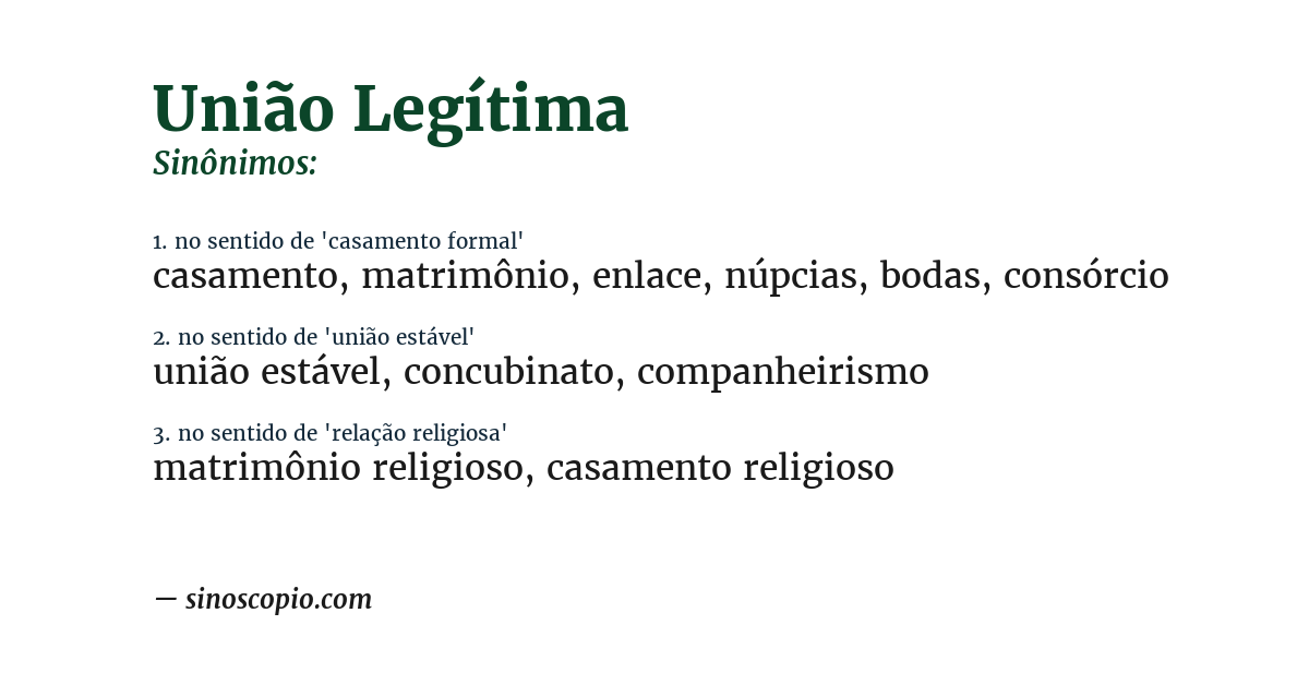 Sinônimo de união legítima