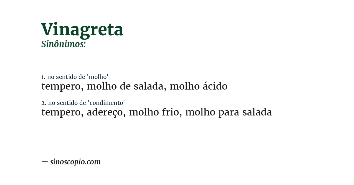 Sinônimo de vinagreta