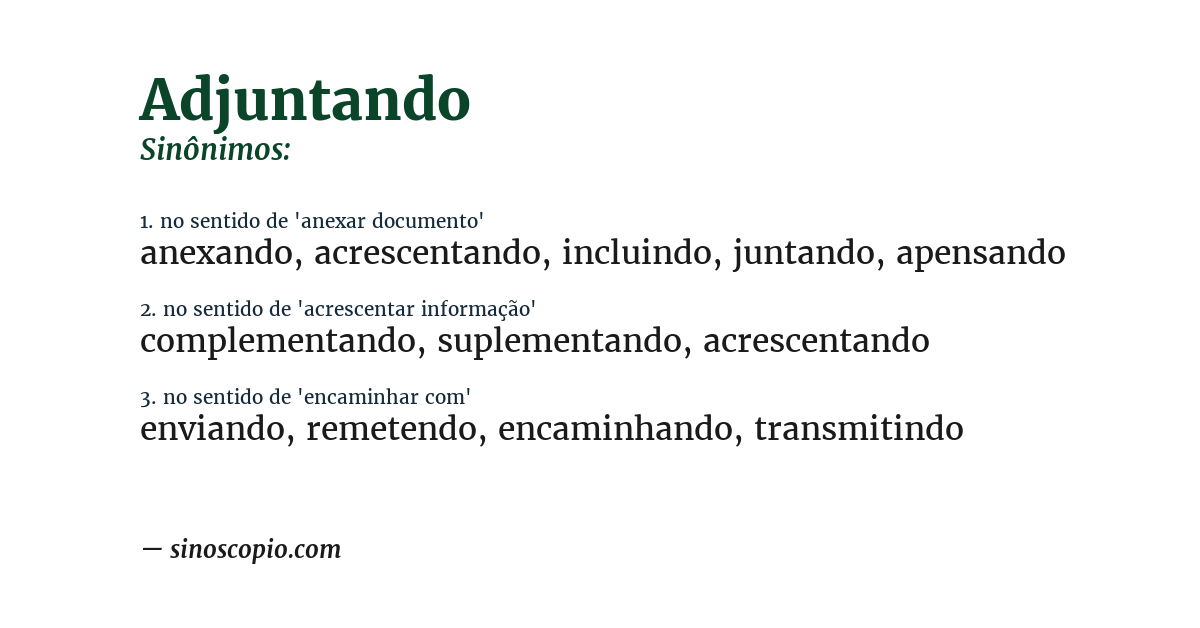 Sinônimo de adjuntando