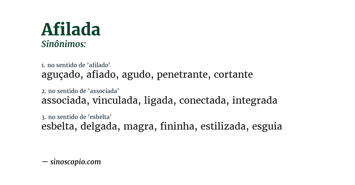 Sinônimo de afilada