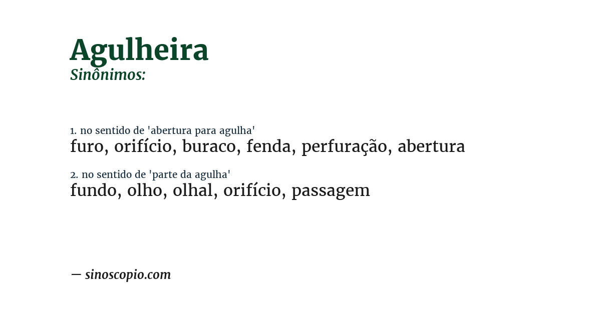 Sinônimo de agulheira