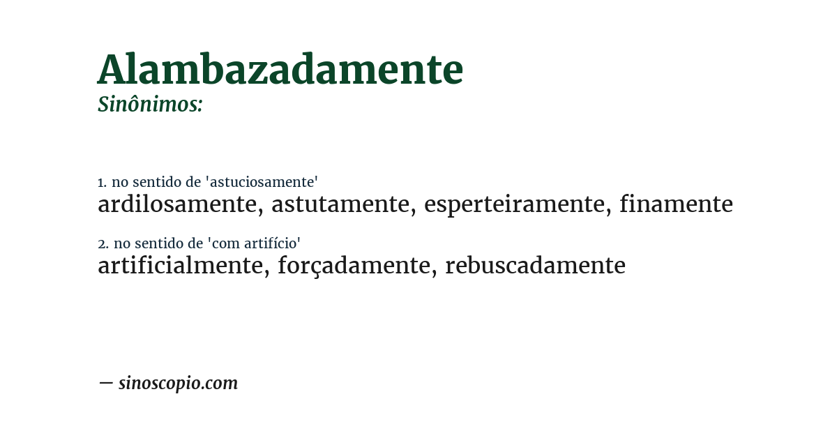 Sinônimo de alambazadamente