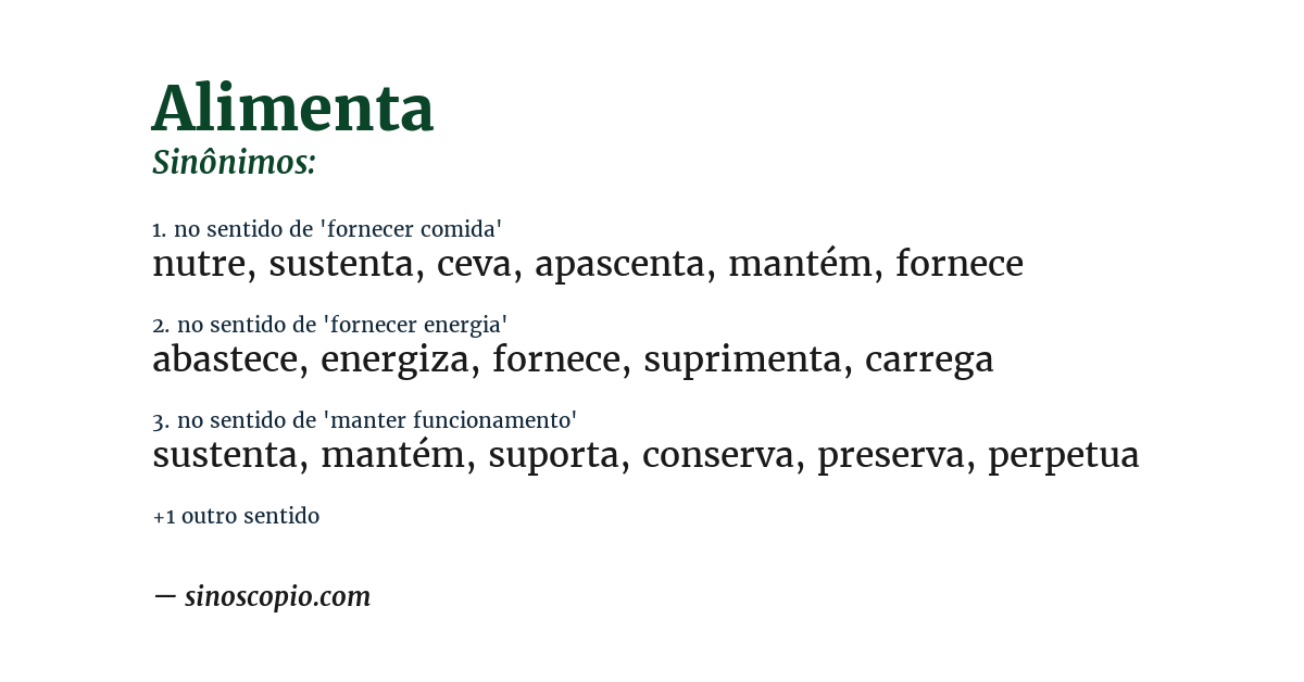 Sinônimo de alimenta