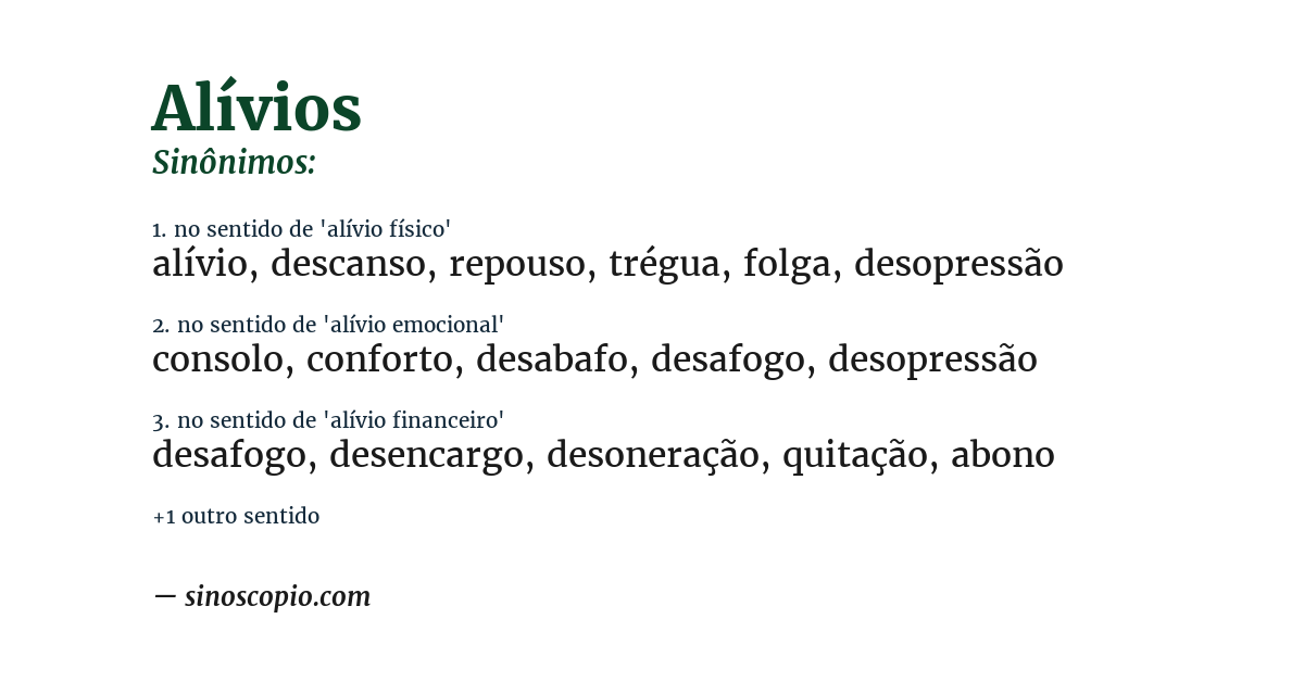 Sinônimo de alívios
