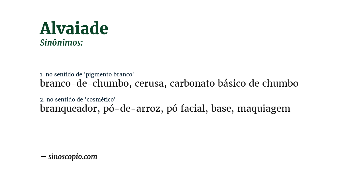 Sinônimo de alvaiade