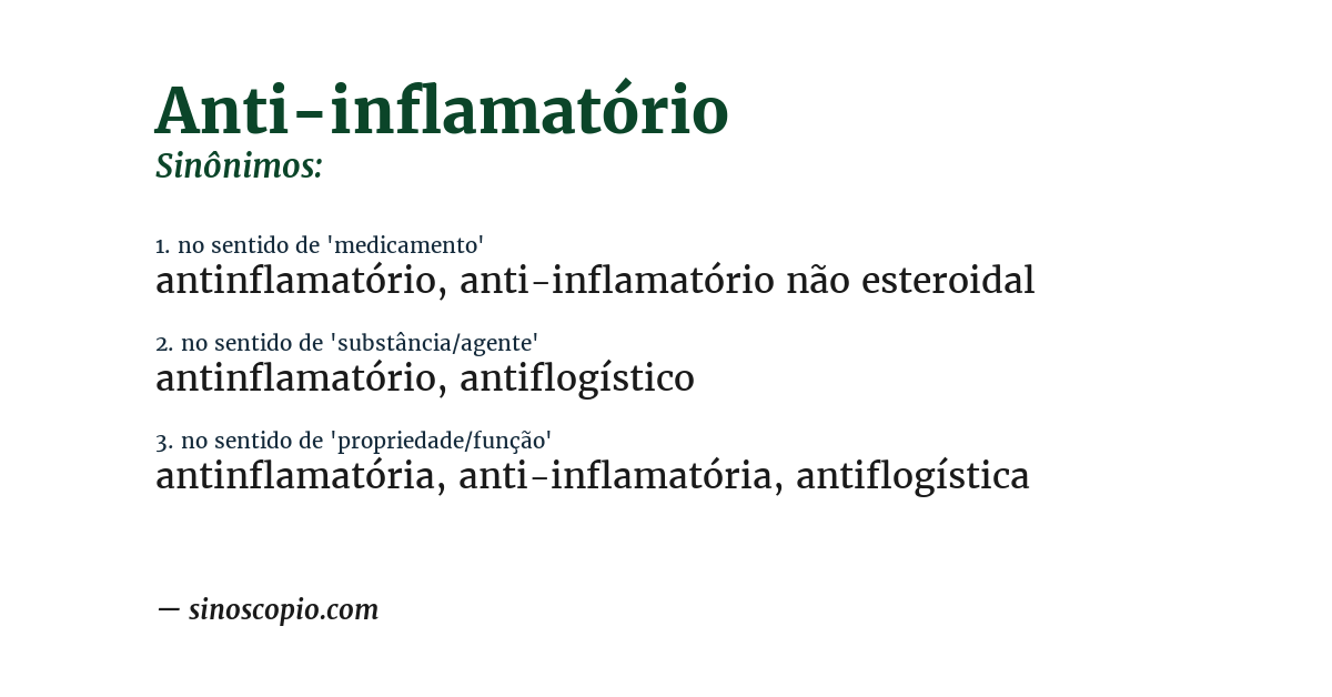 Sinônimo de anti-inflamatório