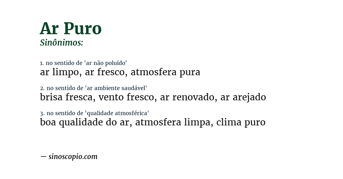 Sinônimo de ar puro