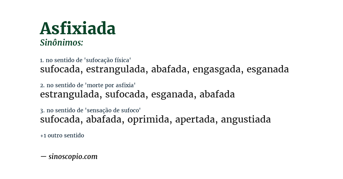 Sinônimo de asfixiada