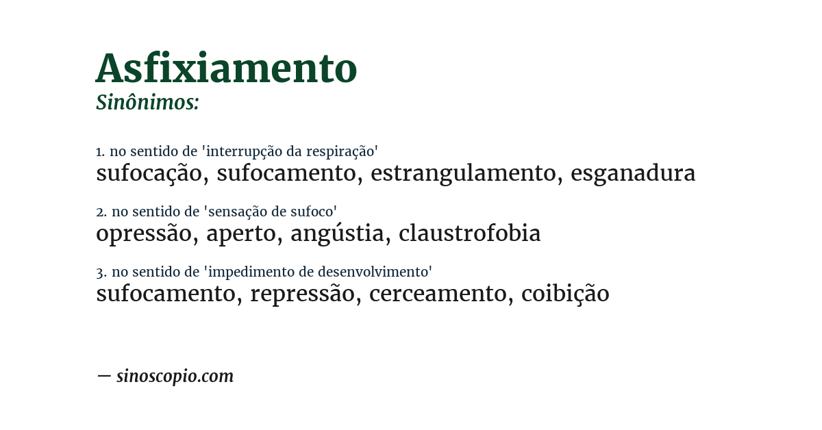 Sinônimo de asfixiamento